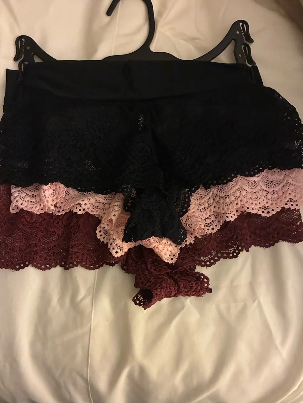 Lace Cheeky Panty Set - Black, Blush & Burgundy